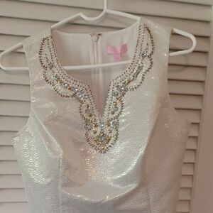 Lilly Pulitzer White Fitted Tunic with Gold And Silver Accents